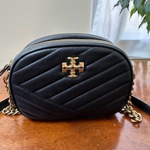 Tory Burch Black Quilted Bag with Gold Accents